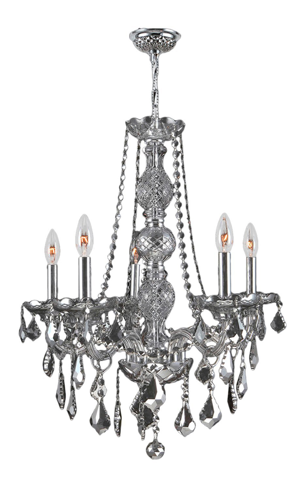 Provence Collection 5 Light Chrome Finish and Smoke Crystal Chandelier 21