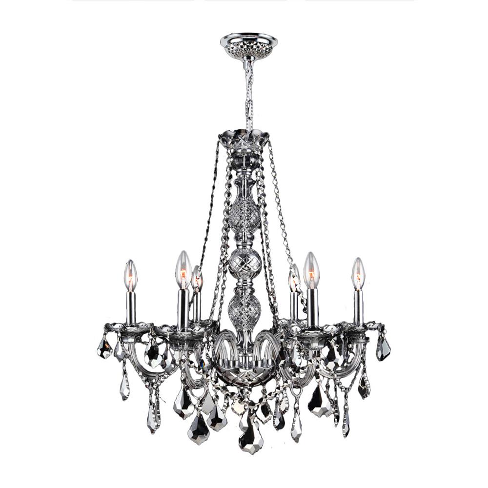 Provence Collection 6 Light Chrome Finish and Chrome Crystal Chandelier 24