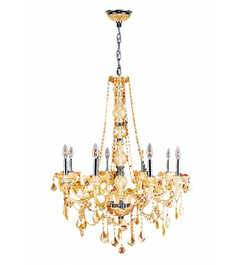 Provence Collection 8 Light Chrome Finish and Amber Crystal Chandelier 28