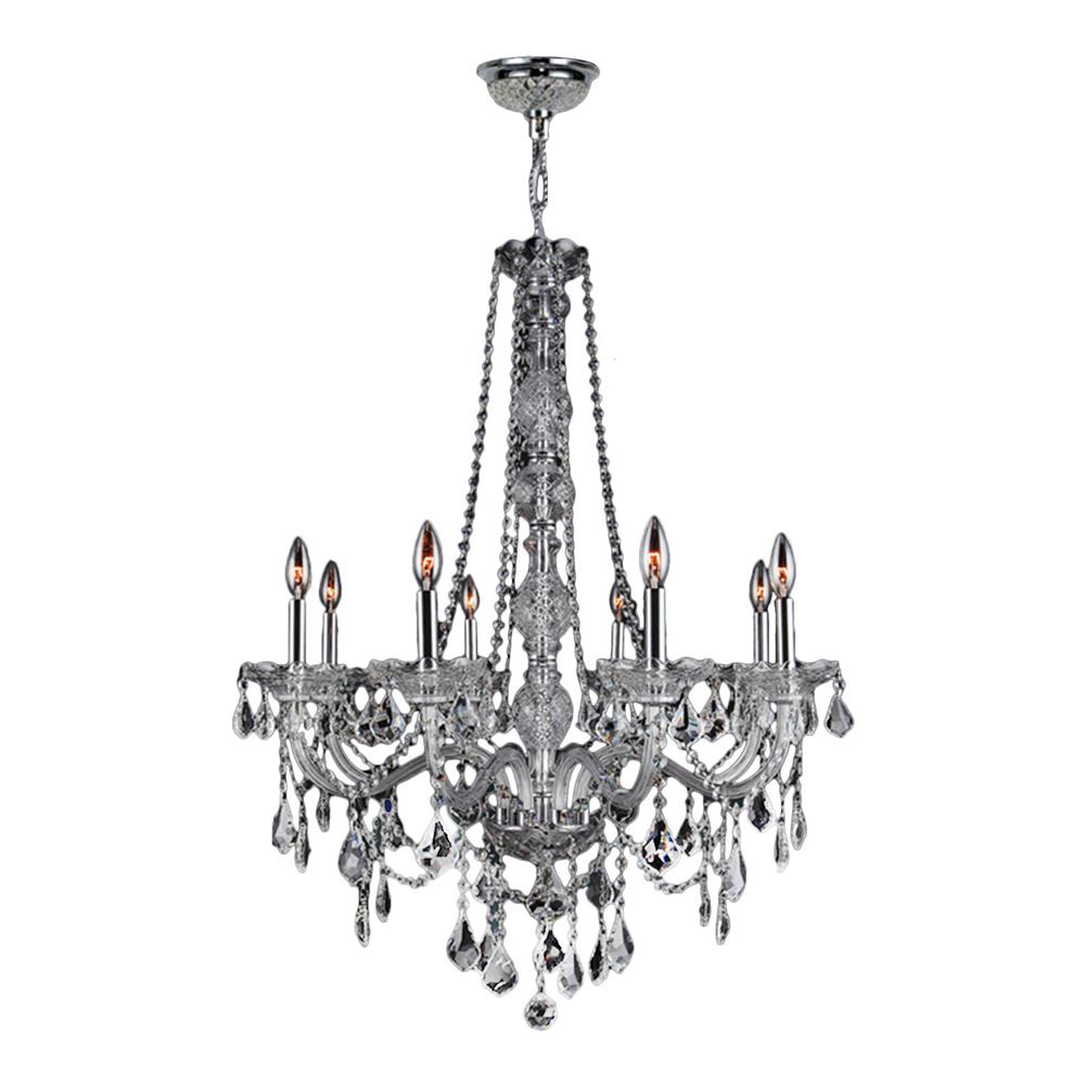Provence Collection 8 Light Chrome Finish and Clear Crystal Chandelier 28
