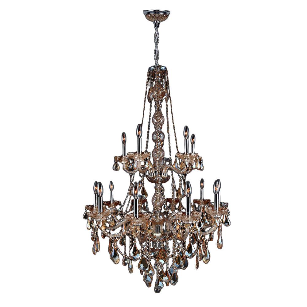 Provence Collection 15 Light Chrome Finish and Amber Crystal Chandelier 33