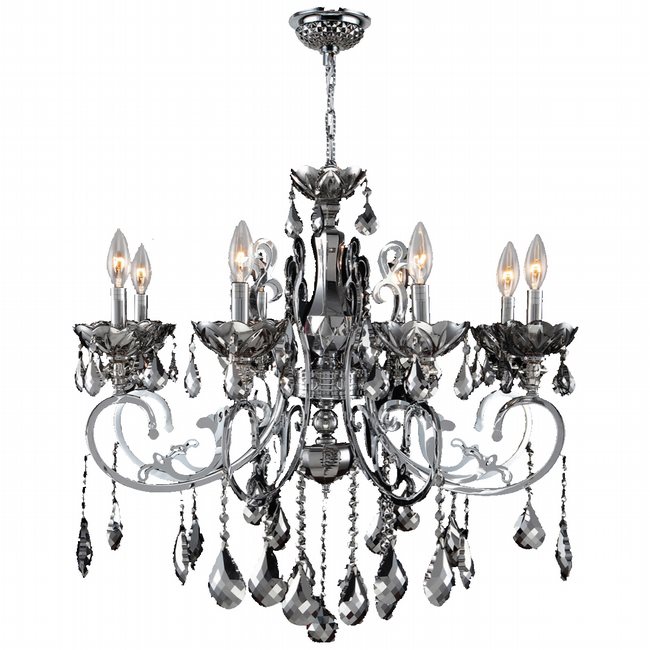 Kronos Collection 8 Light Chrome Finish and Chrome Crystal Chandelier 30" D x 26" H Large