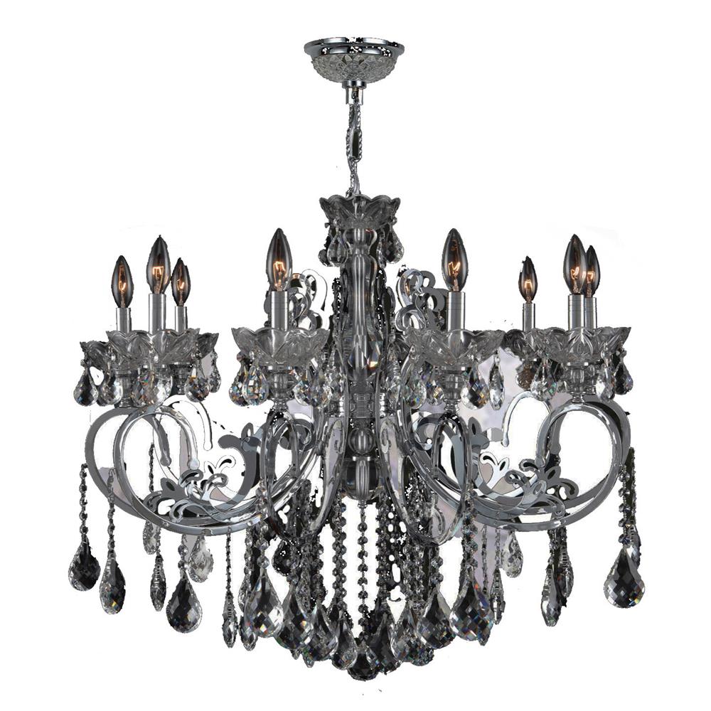 Kronos Collection 10 Light Chrome Finish and Smoke Crystal Chandelier 36" D x 28" H Large