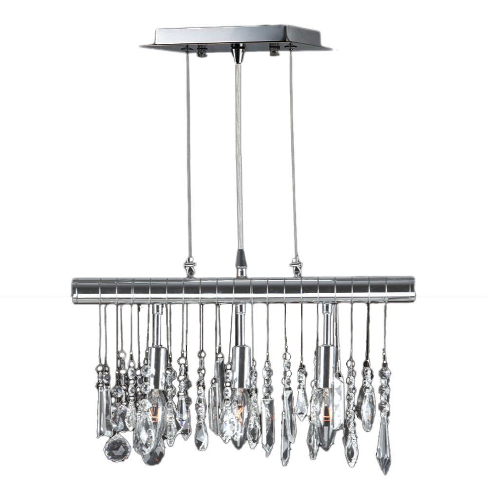 Nadia Collection 3 Light Chrome Finish and Clear Crystal Linear Pendant 16