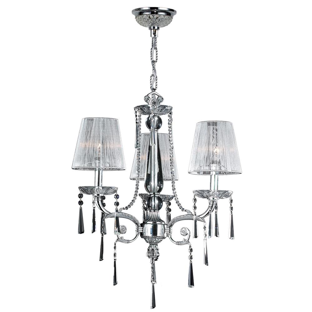 Orleans Collection 3 Light Chrome Finish and Clear Crystal Chandelier with Shade 20" D x 24" H Medium
