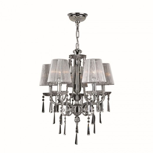 Orleans Collection 5 Light Chrome Finish and Clear Crystal Chandelier with Shade 21