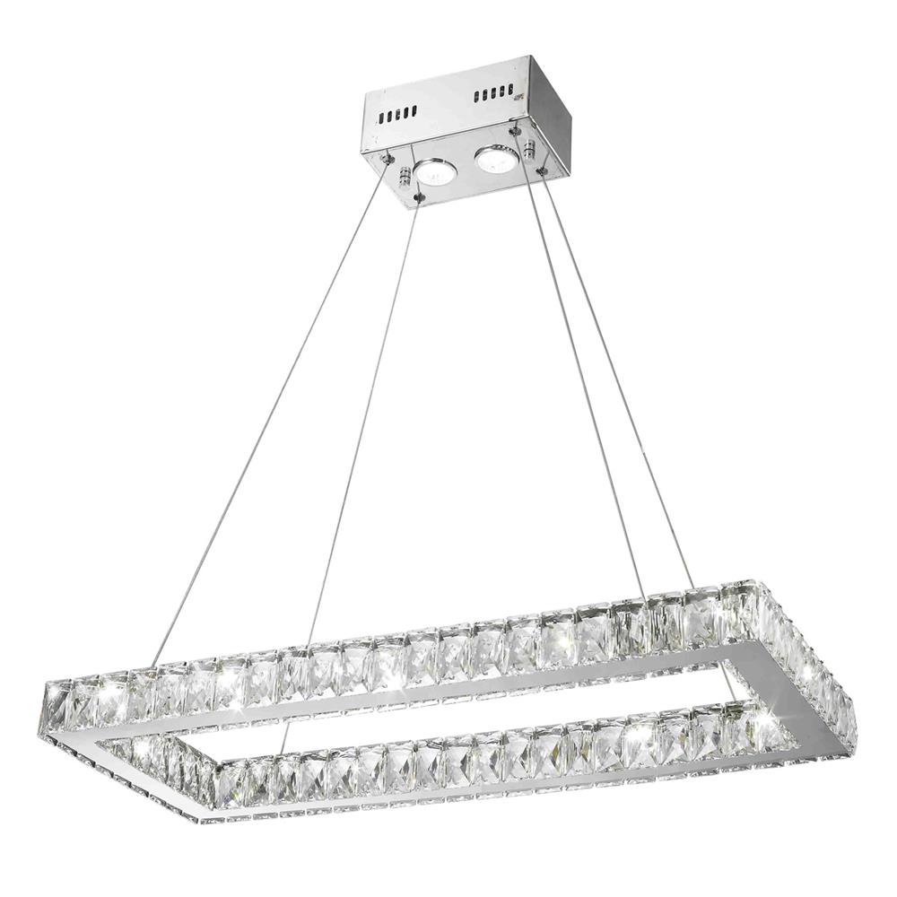 NEW Galaxy 14 LED Light Chrome Finish and Clear Crystal Rectangle Dimmable Chandelier 28