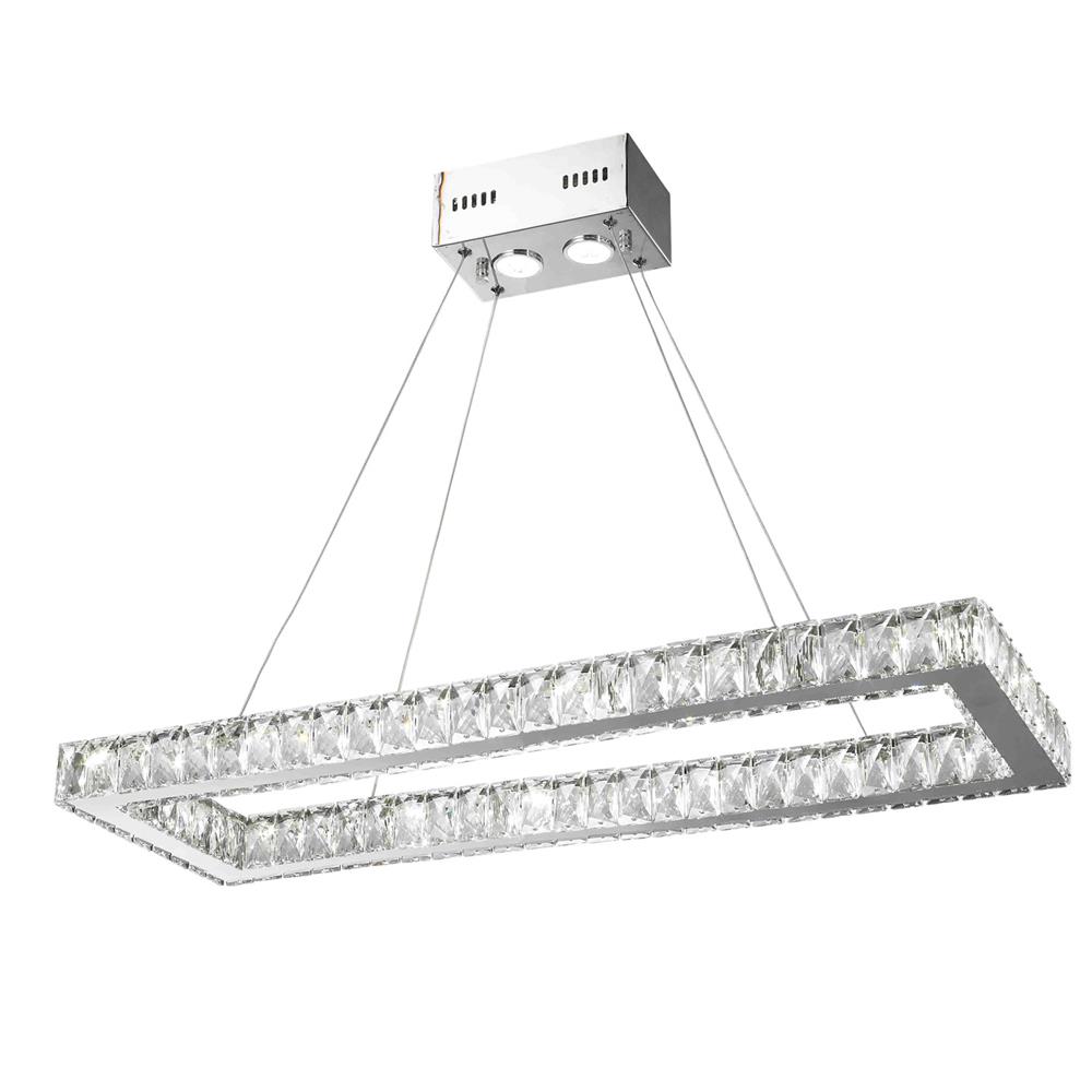NEW Galaxy 16 LED Light Chrome Finish and Clear Crystal Rectangle Dimmable Chandelier 34