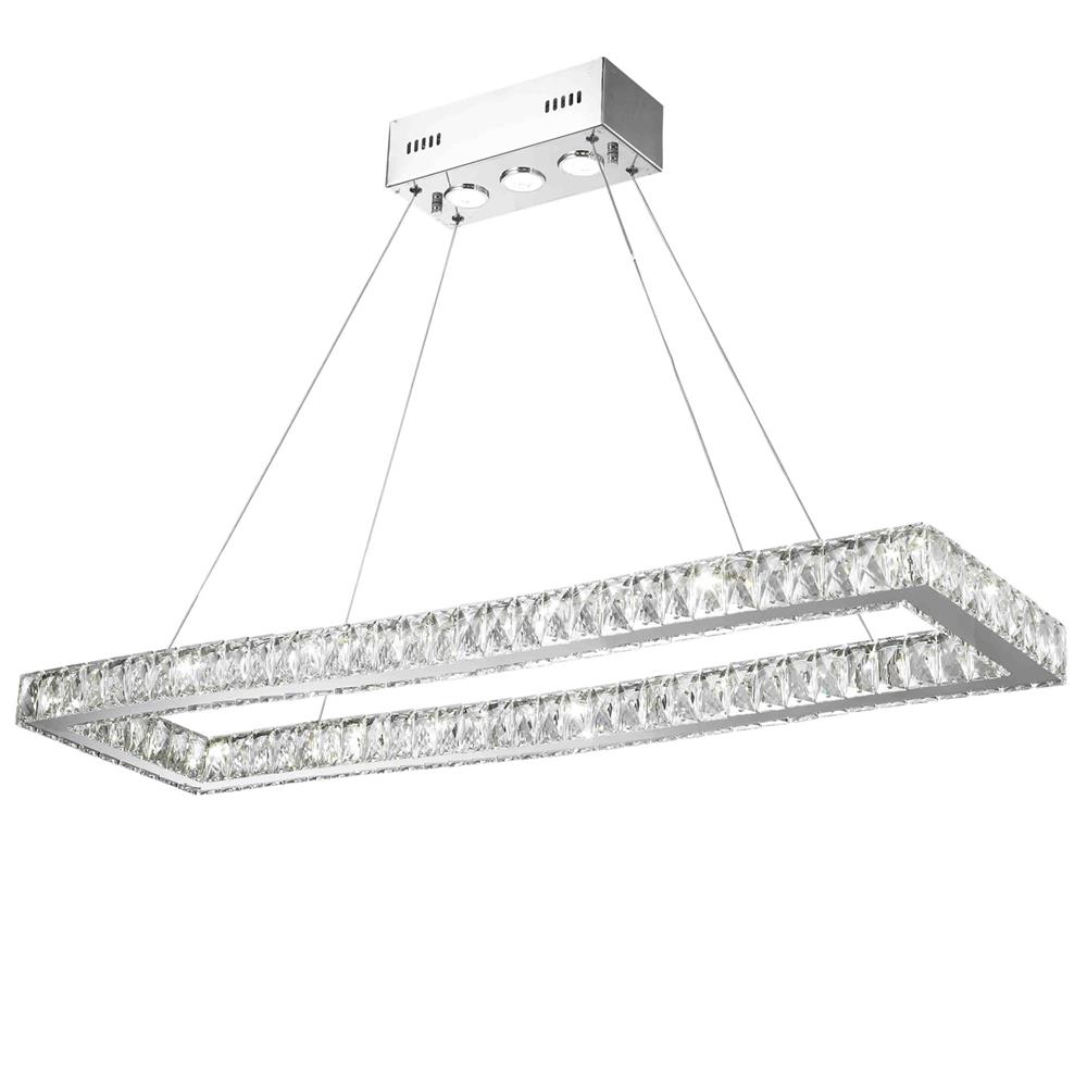 NEW Galaxy 19 LED Light Chrome Finish and Clear Crystal Rectangle Dimmable Chandelier 42