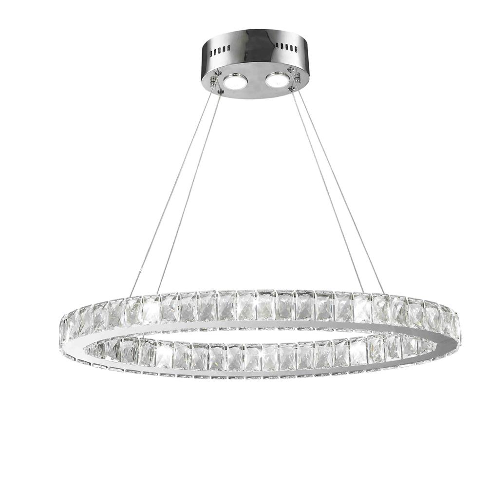NEW Galaxy 12 LED Light Chrome Finish and Clear Crystal Oval Ring Dimmable Chandelier 28