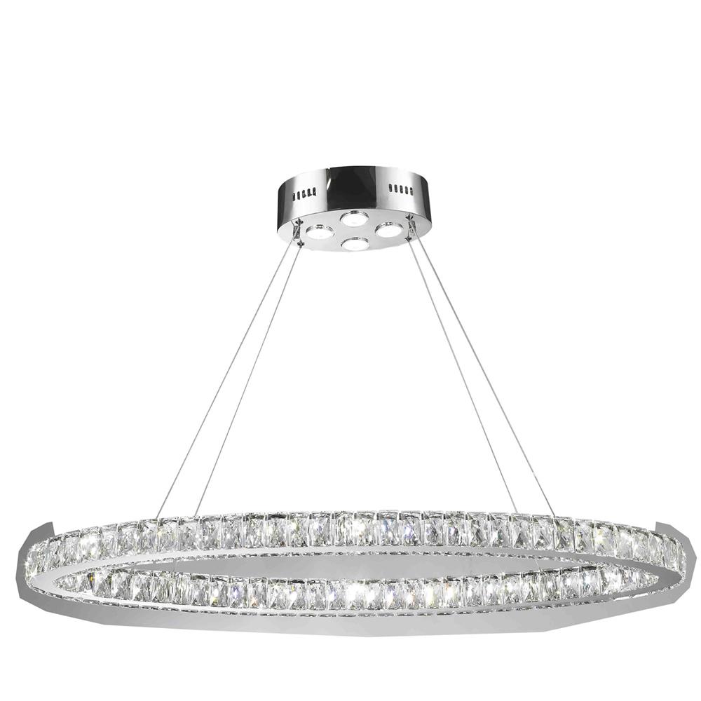 NEW Galaxy 20 LED Light Chrome Finish and Clear Crystal Oval Ring Dimmable Chandelier 42