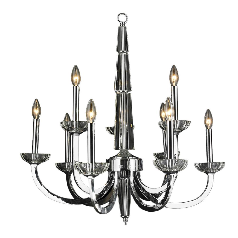 Innsbruck Collection 9 Light Chrome Finish and Clear Crystal Candle Chandelier Two 2 Tier 29
