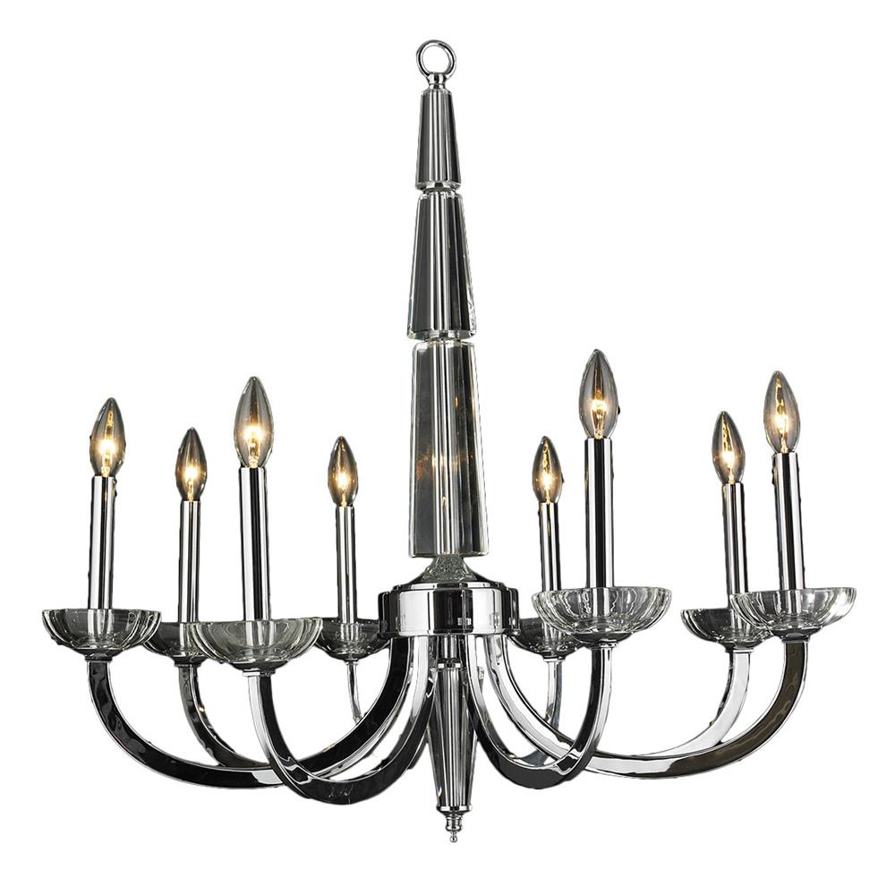 Innsbruck Collection 8 Light Chrome Finish and Clear Crystal Candle Chandelier 30