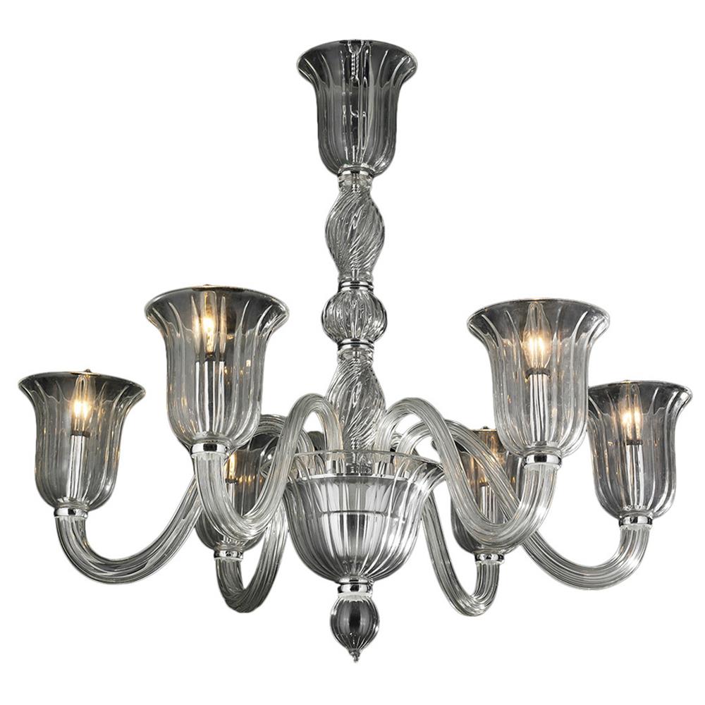 Murano Collection 6 Light Blown Glass in Clear Finish Venetian Style Chandelier 31