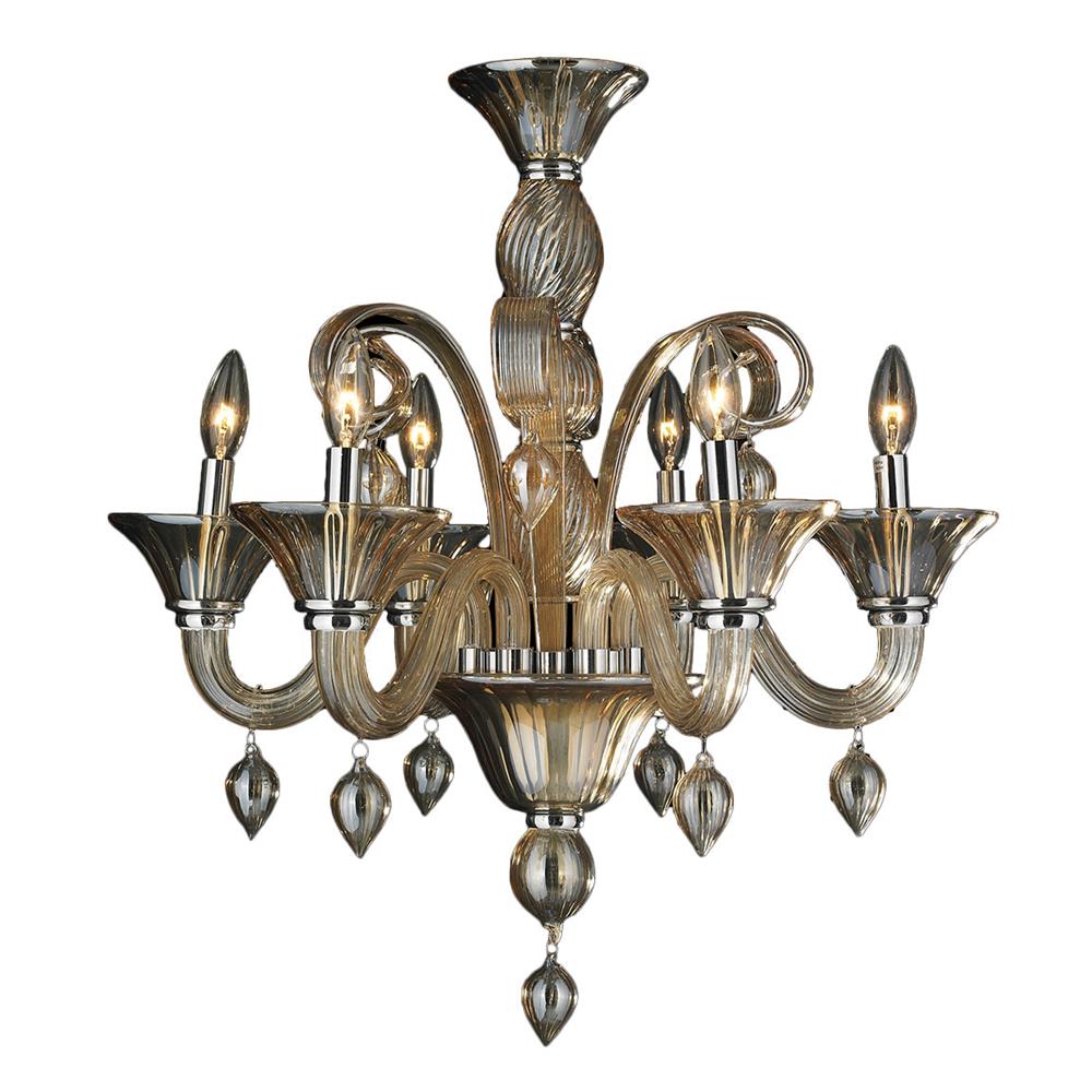 Murano Collection 6 Light Blown Glass in Amber Finish Venetian Style Chandelier 23