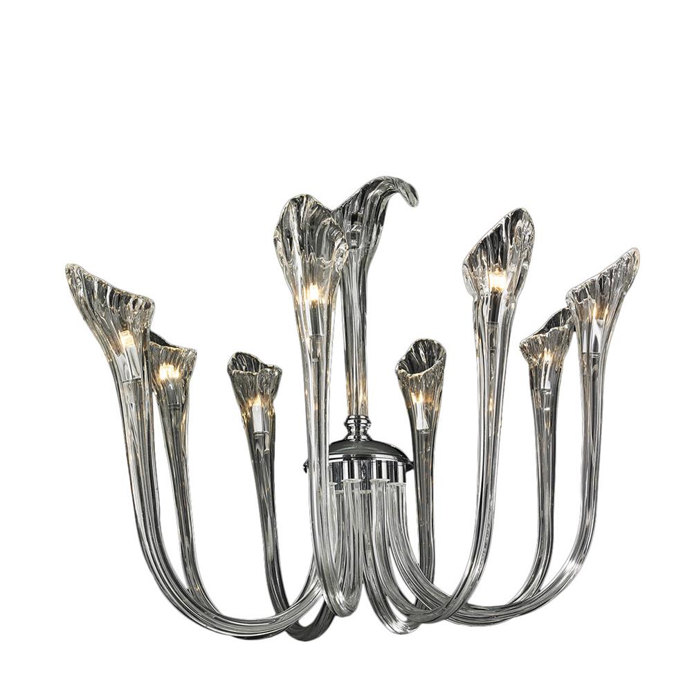 Symphony Collection 8 Light Chrome Finish and Clear Glass Fluted Chandelier 25" D x 23" H Large