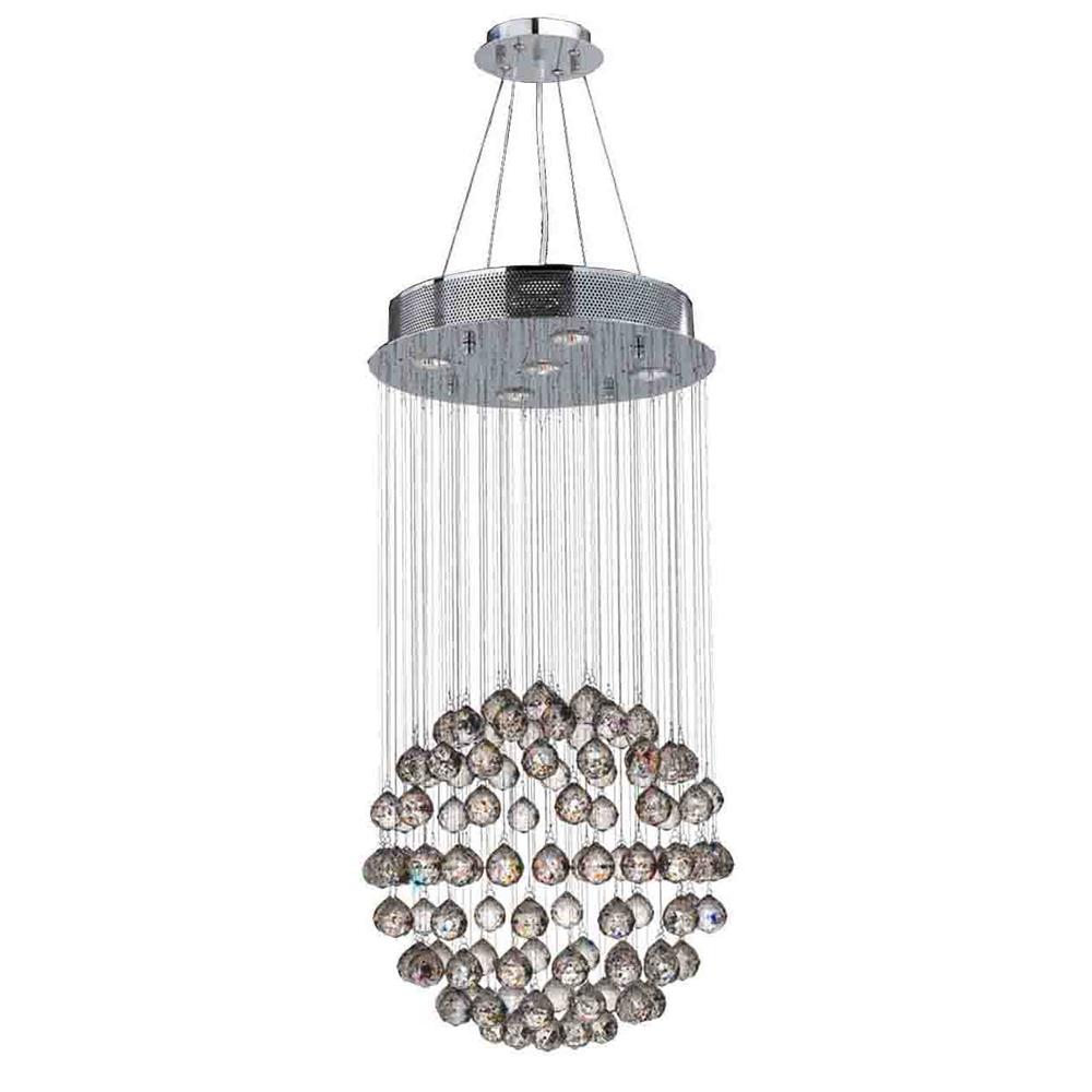 Saturn Collection 5 Light Chrome Finish and Clear Crystal Galaxy Chandelier 16" D x 32" H Medium