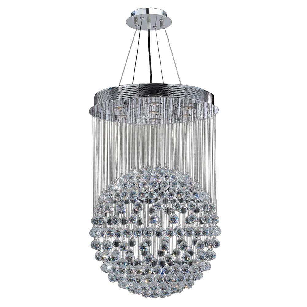 Saturn Collection 7 Light Chrome Finish and Clear Crystal Galaxy Chandelier 24