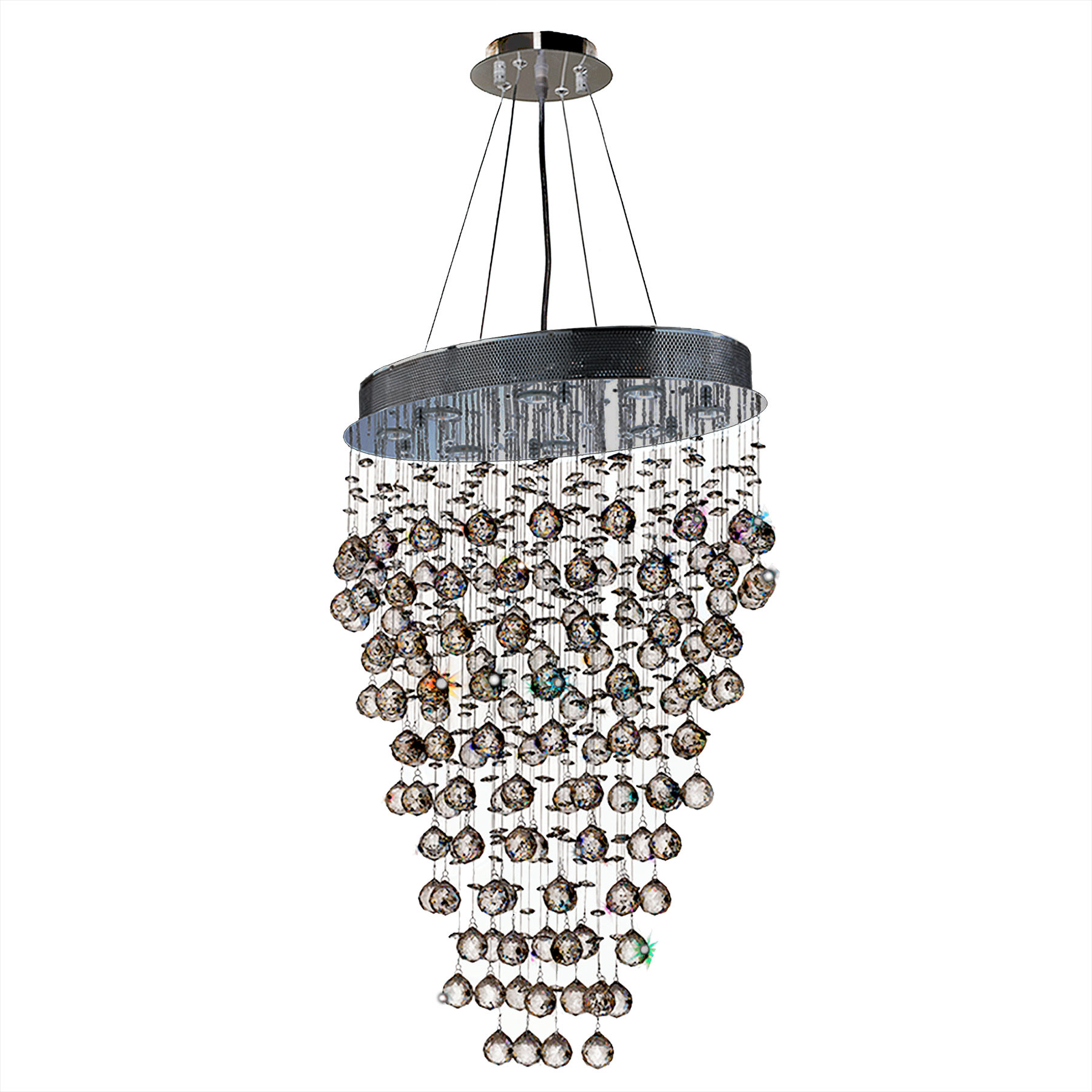Icicle Collection 8 Light Chrome Finish and Clear Crystal Oval Chandelier 24