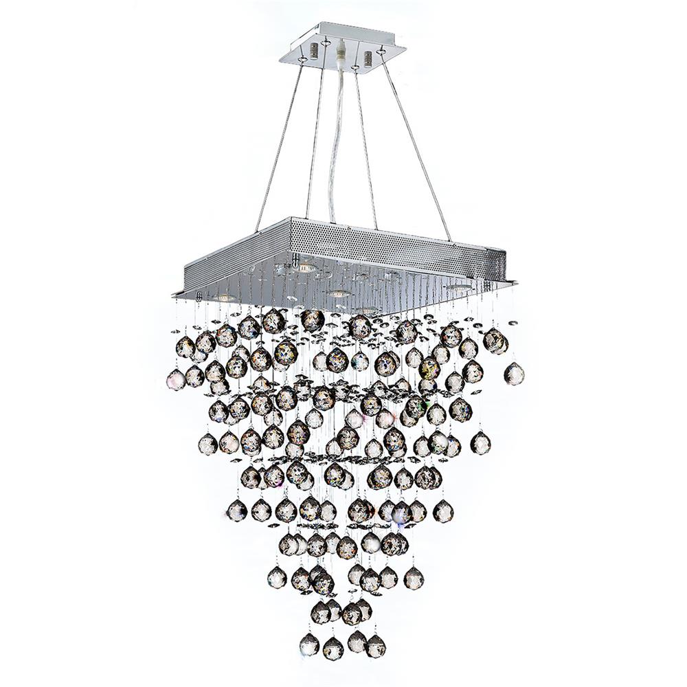 Icicle Collection 5 Light Chrome Finish and Clear Crystal Square Chandelier 20
