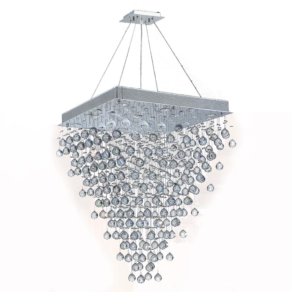 Icicle Collection 8 Light Chrome Finish and Clear Crystal Square Chandelier 28