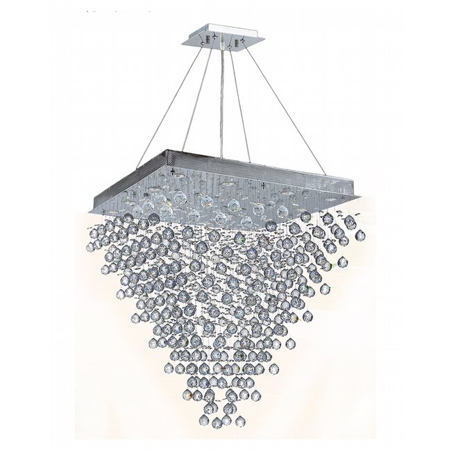 Icicle Collection 16 Light Chrome Finish and Clear Crystal Square Chandelier 32