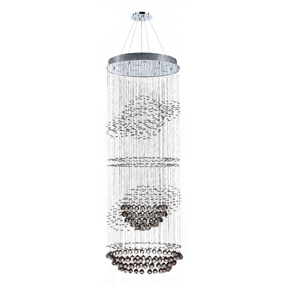 Saturn Collection 9 Light Chrome Finish and Clear Crystal Galaxy Chandelier 26" D x 72" H Two 2 Tier Large