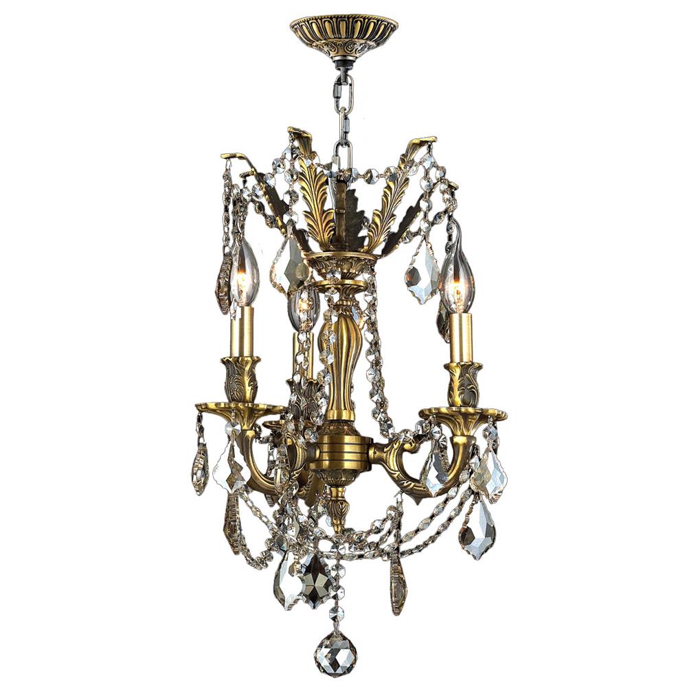 Windsor Collection 3 Light Antique Bronze Finish and Golden Teak Crystal Mini Chandelier 13