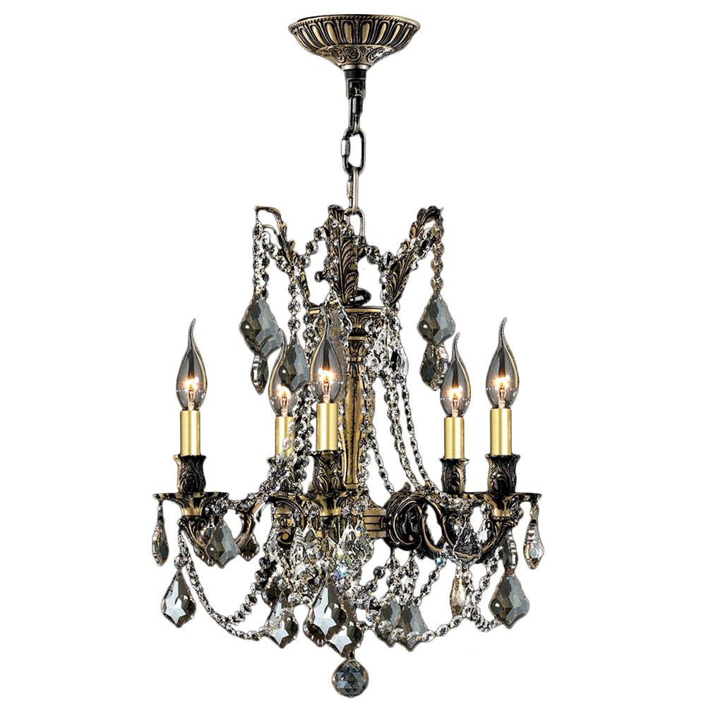 Windsor Collection 5 Light Antique Bronze Finish and Golden Teak Crystal Chandelier 18