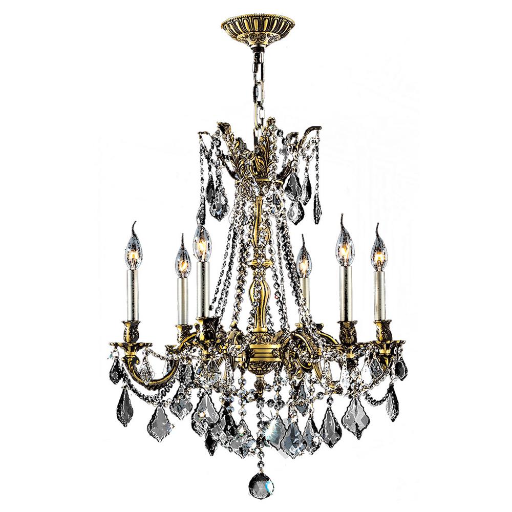 Windsor Collection 6 Light Antique Bronze Finish and Clear Crystal Cast Brass Chandelier 23" D x 26" H Medium