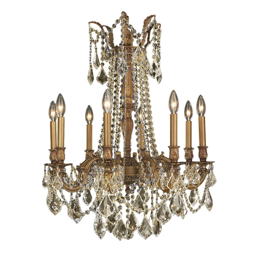 Windsor Collection 8 Light French Gold Finish and Golden Teak Crystal Chandelier 24