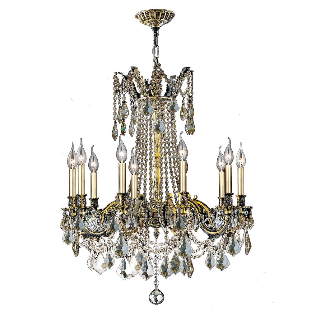 Windsor Collection 10 Light Antique Bronze Finish and Clear Crystal Cast Brass Chandelier 28" D x 31" H Large