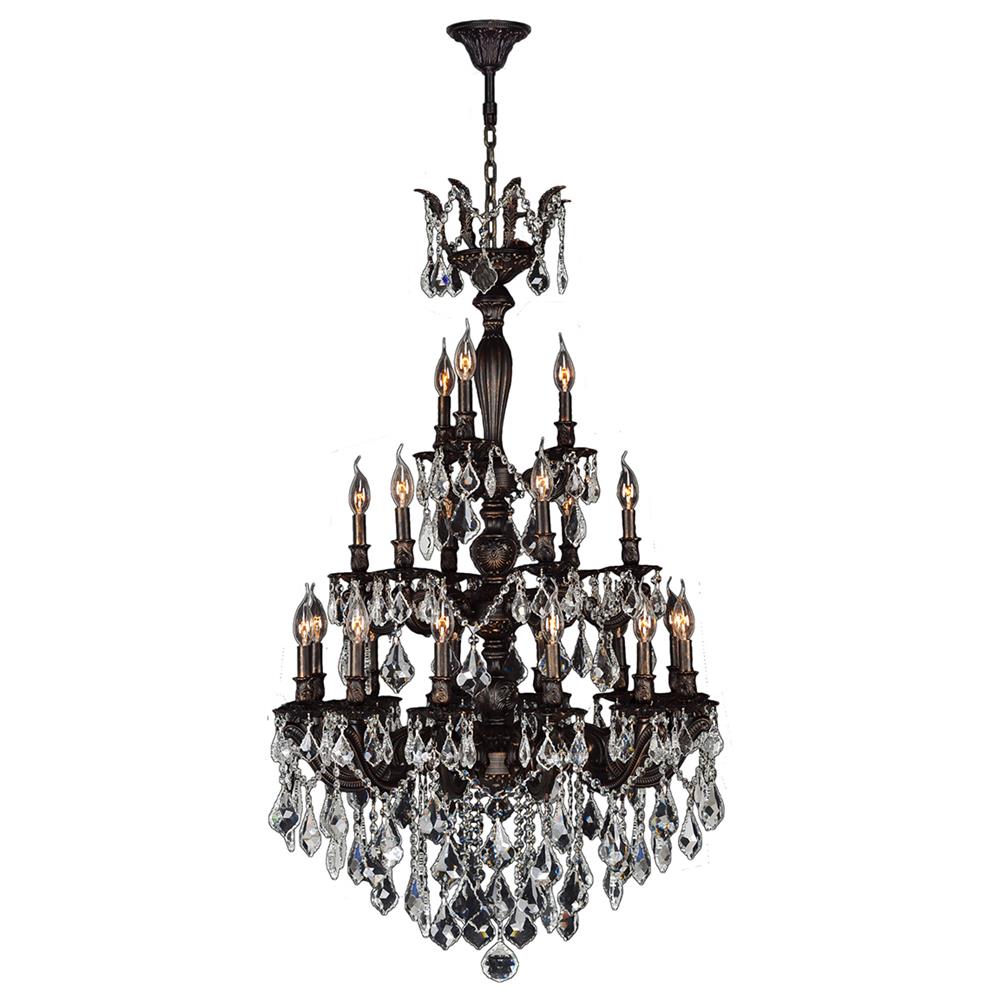 Versailles Collection 21 Light Flemish Brass Finish and Golden Teak Crystal Chandelier 29" D x 50" H Three 3 Tier Large