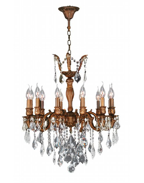 Versailles Collection 12 Light French Gold Finish and Clear Crystal Chandelier 24