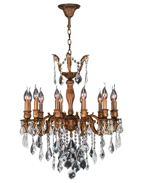 Versailles Collection 12 Light French Gold Finish and Golden Teak Crystal Chandelier 24