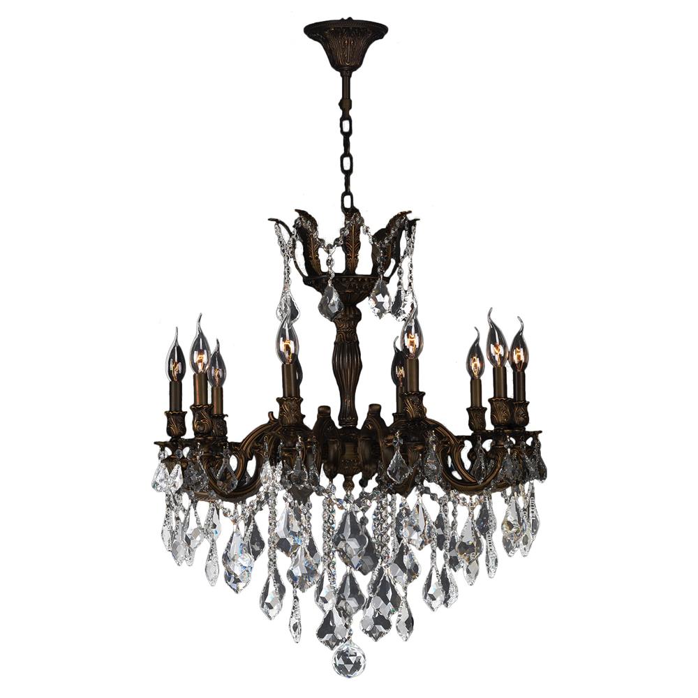 Versailles Collection 10 Light Flemish Brass Finish and Clear Crystal Chandelier 26