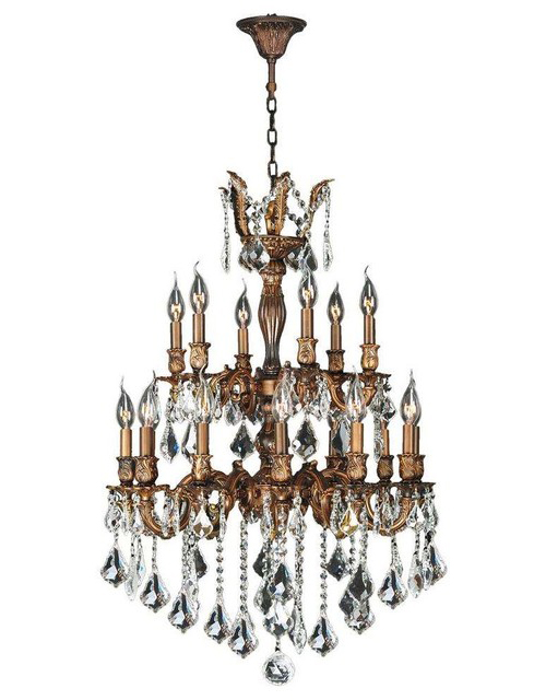 Versailles Collection 18 Light French Gold Finish and Clear Crystal Chandelier 24
