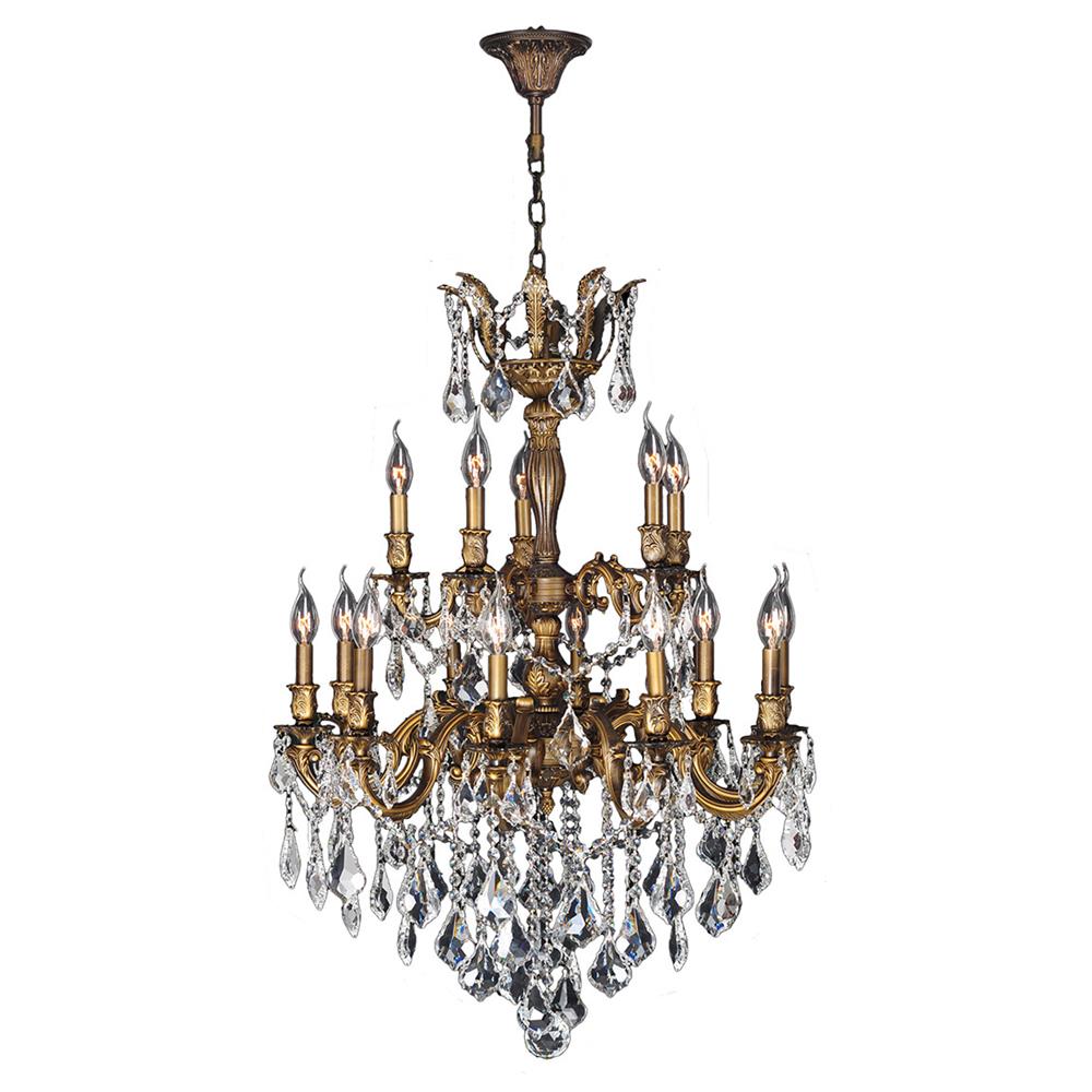 Versailles Collection 15 Light Antique Bronze Finish and Clear Crystal Chandelier 27