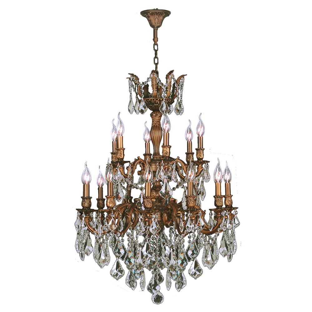Versailles Collection 18 Light French Gold Finish and Clear Crystal Chandelier 27" D x 35" H Two 2 Tier Large