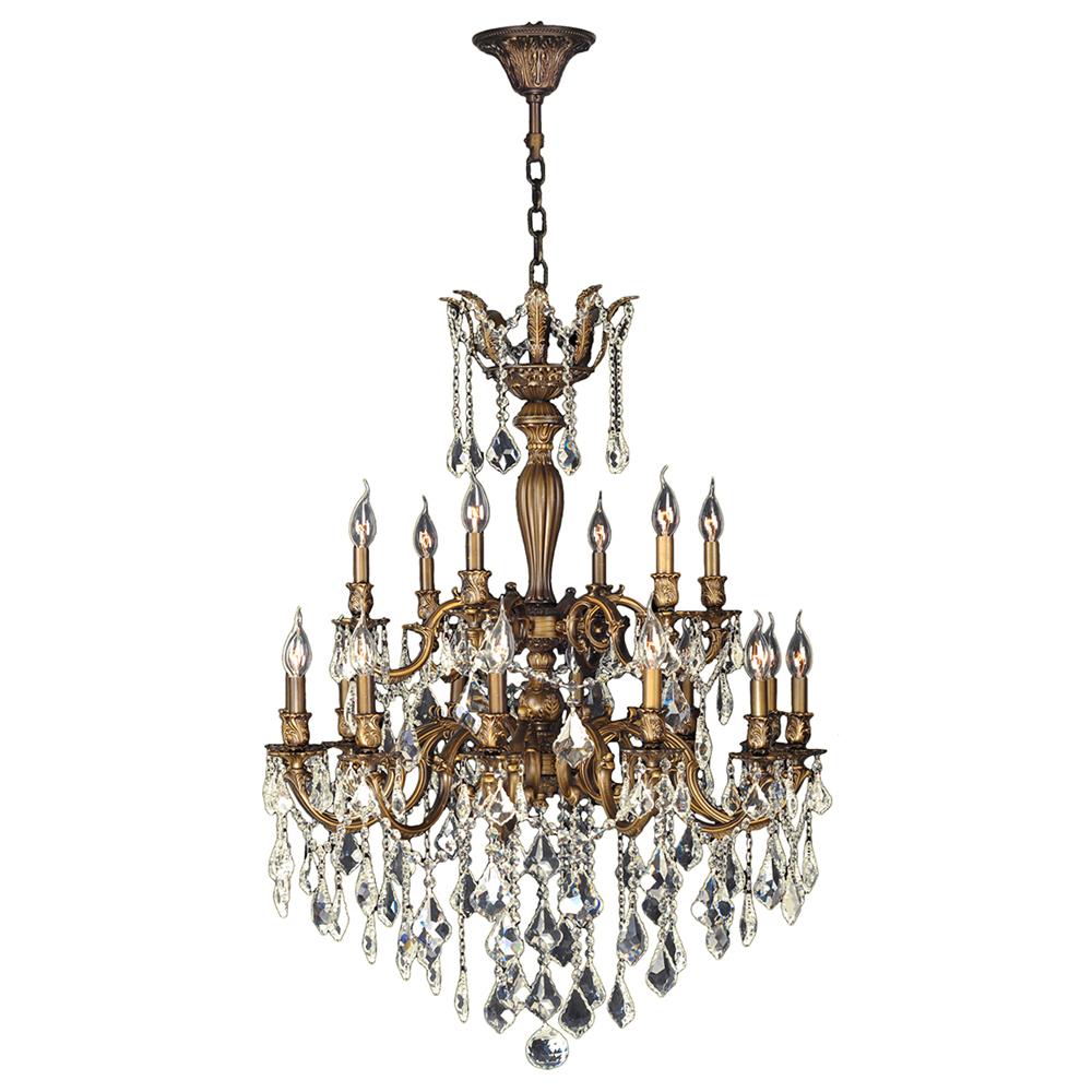 Versailles Collection 18 Light Antique Bronze Finish and Golden Teak Crystal Chandelier 30" D x 39" H Two 2 Tier Large