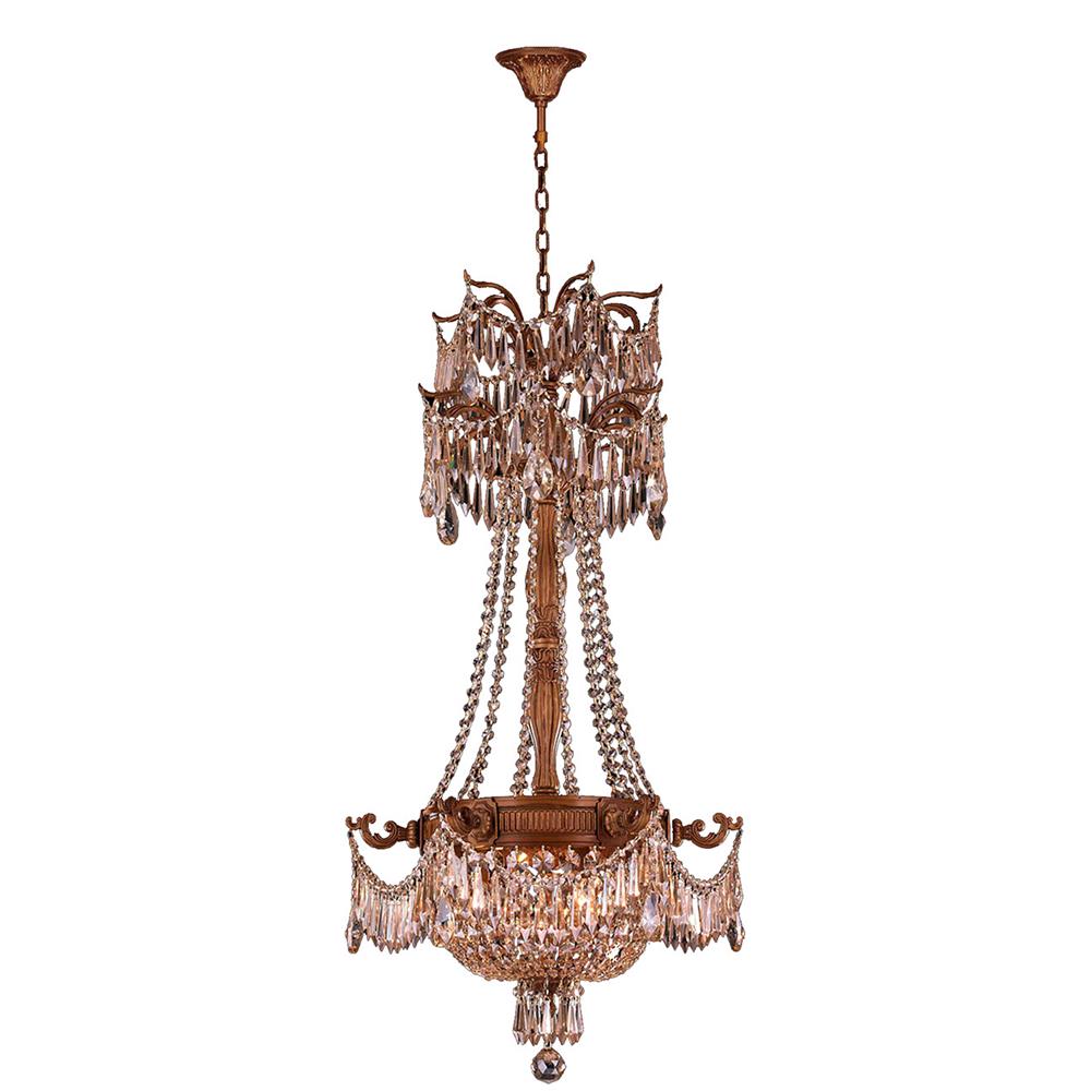 Winchester Collection 3 Light French Gold Finish and Golden Teak Crystal Chandelier 20