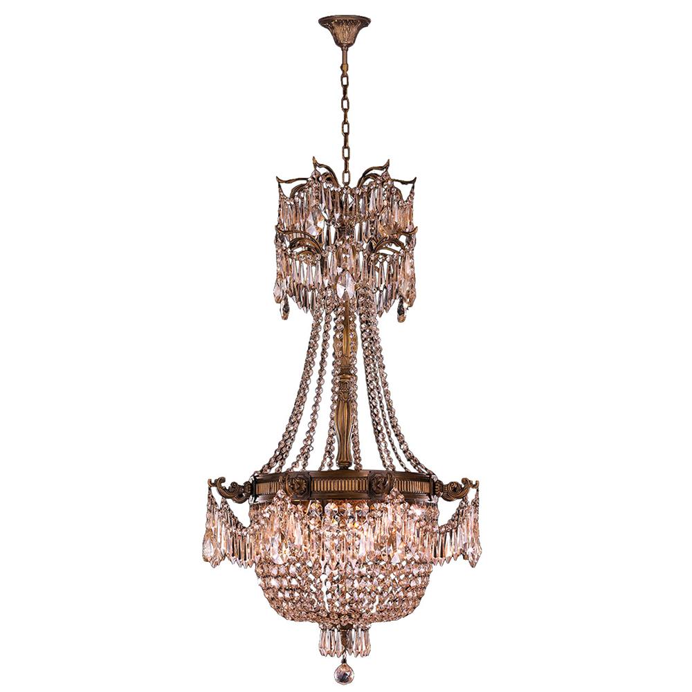 Winchester Collection 4 Light French Gold Finish and Golden Teak Crystal Chandelier 24