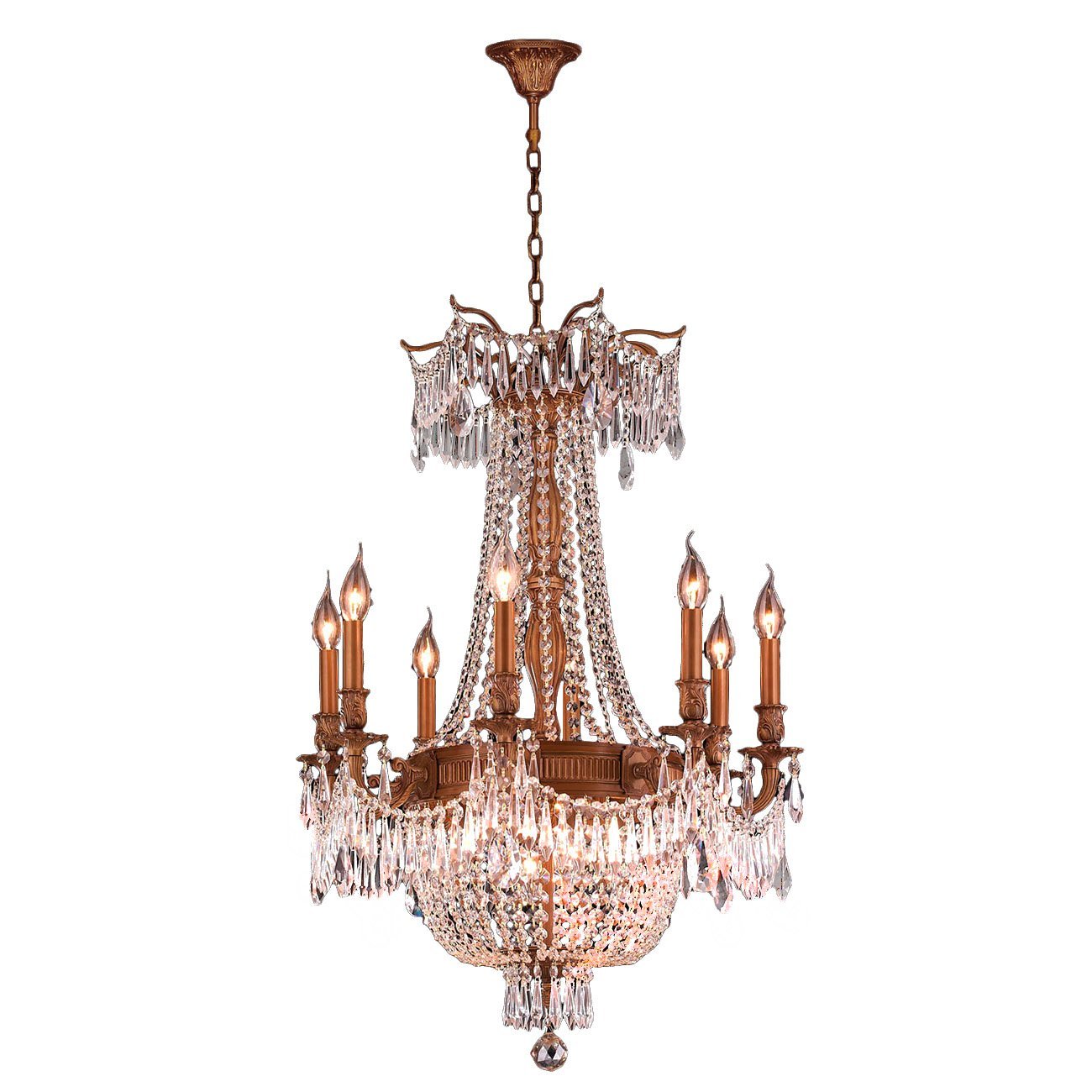 Winchester Collection 12 Light French Gold Finish with Golden Teak Crystal Chandelier 24