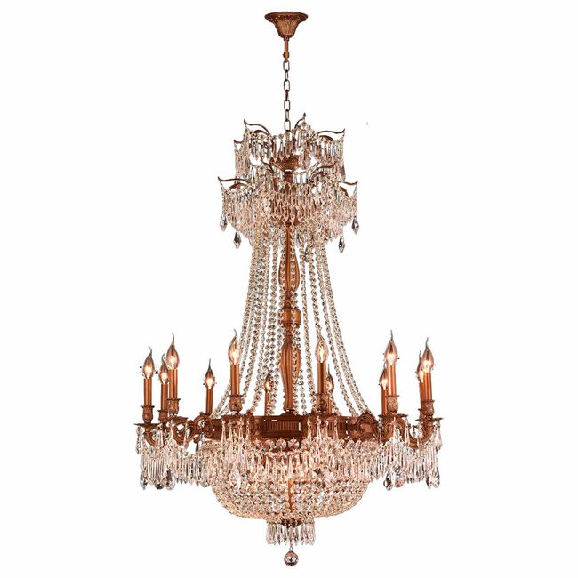 Winchester Collection 18 Light French Gold Finish and Golden Teak Crystal Chandelier 36