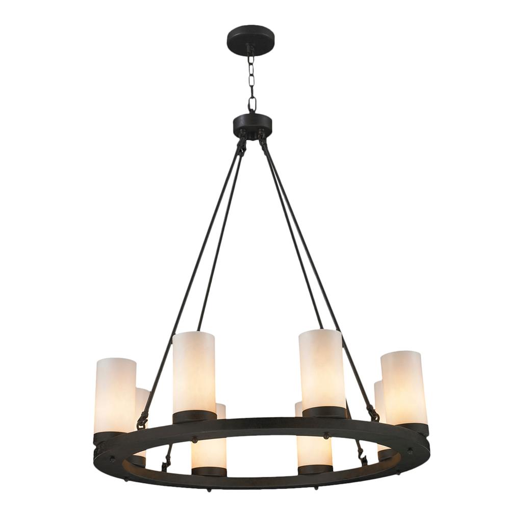 Morgan Collection 8 Light Flemish Brass Finish with Faux Alabaster Pillar Candle Chandelier 38" D x 41" H Large