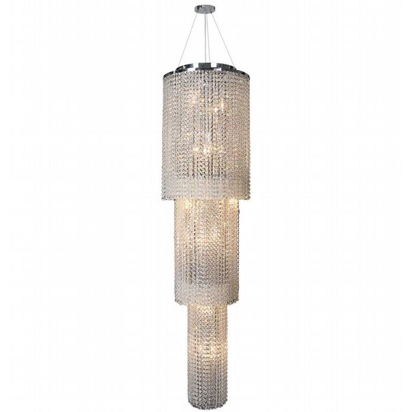 Prism Collection 18 Light Chrome Finish and Clear Crystal Cascading Round Chandelier 16