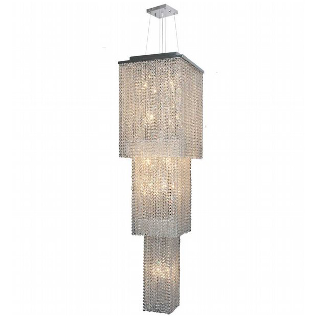 Prism Collection 20 Light Chrome Finish and Clear Crystal Cascading Square Chandelier 16
