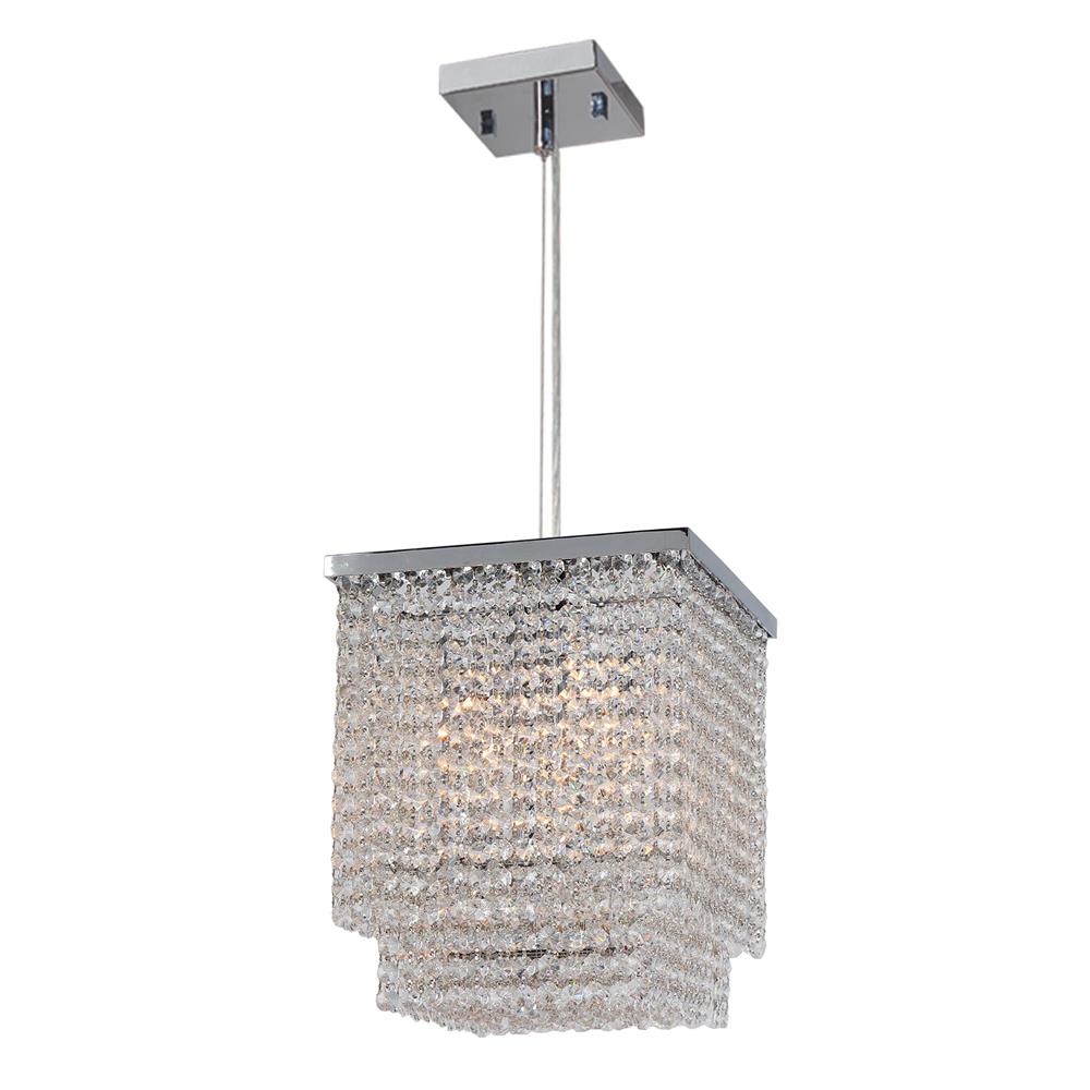 Prism Collection 5 Light Chrome Finish and Clear Crystal Square Pendant 10" L x 10" W x 12" H Small