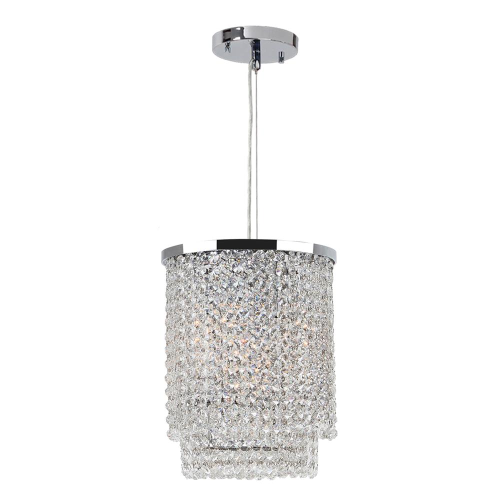 Prism Collection 4 Light Chrome Finish and Clear Crystal Round Pendant 10" D x 12" H Small