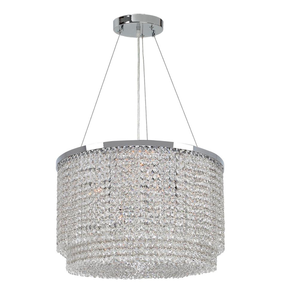 Prism Collection 9 Light Chrome Finish and Clear Crystal Round Chandelier 20" D x 12" H Medium